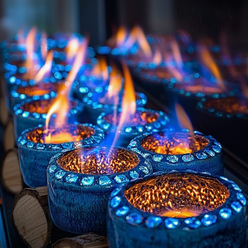 captivating gas fireplace with vibrant blue orange flames illuminating your space