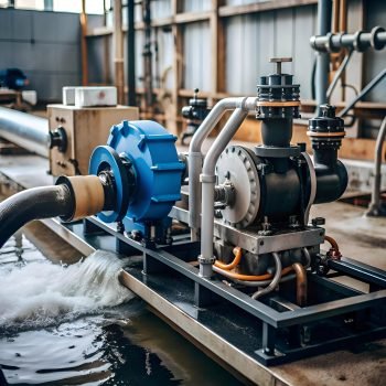 Home a powerful water pump. displaying intricate plumbing and a flow